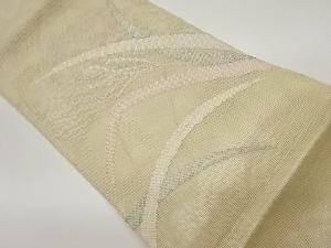 紗 植物に芝模様織出し袋帯